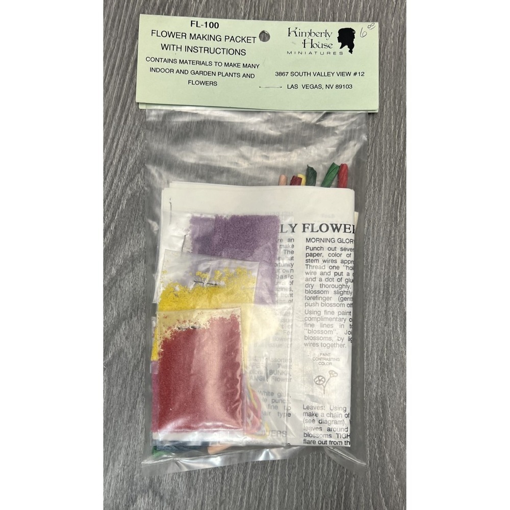 Kimberly House Miniatures FL-100 Flower Making Packet Kit Instructions Floral